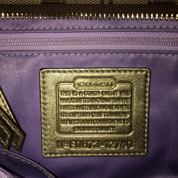 COACH PATCHWORK SIGNATURE MOSAIC GOLD PURSE - Picture 3 of 10